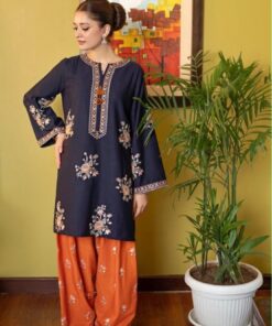 Stylish Maroon 2PC Embroidered Sapphire Winter Dhanak Dress with floral embroidered details - Jalwa Store New Arrivals