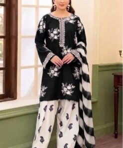 Overall model look of Zara Shahjahan SK-687 winter dhanak unstitched 3 piece winter suit at Jalwa Store