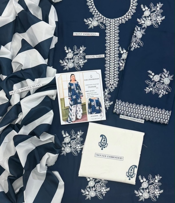 Catalog presentation of Sapphire SK-684 winter dhanak unstitched 3 piece winter suit at Jalwa Store