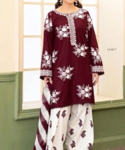 Front full view of Zara Shahjahan SK-686 winter dhanak unstitched 3 piece winter suit at Jalwa Store