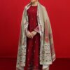 Coordinated dupatta drape and hem embroidery of Zara Shahjahan SK-685 winter dhanak Pakistani ladies collection