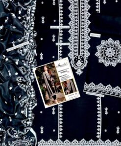 Front shirt and printed daman of Asim Jofa SK-683 winter dhanak unstitched 3 piece winter suit at Jalwa Store