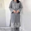 Gorgeous Peach 2PC Embroidered Sapphire Winter Dhanak Dress with intricate threadwork from Jalwa Store Winter Collection Classic Emerald Sapphire Dhanak 2-Piece Embroidered Winter Collection for cozy winter styling | Jalwa Store Pakistani Fashion