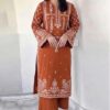 Stylish Navy Pakistani Sapphire Winter Dhanak 2PC Embroidered Wear featuring heavy neckline embroidery at Jalwa Store