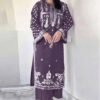 Stylish Burgundy Unstitched Sapphire Winter Dhanak 2PC Embroidered Suit featuring detailed border embroidery - Jalwa Store Exclusive