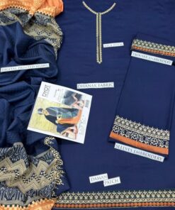 Front full view of Asim Jofa SK-681 winter dhanak unstitched 3 piece winter suit at Jalwa Store