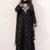 Fine needlework and resham daman patch of Hussain Rehar SK-657 winter dhanak Pakistani ladies collection