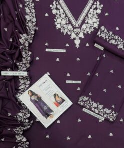 Fine needlework and resham daman patch of Urge SK-672 winter dhanak Pakistani ladies collection