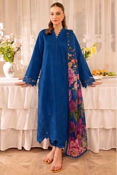Catalog presentation of Naqsh SK-665 winter dhanak unstitched 3 piece winter suit at Jalwa Store