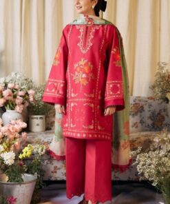 Matching woven winter shawl and trouser fabric of Mohagni SK-218 winter dhanak Pakistani ladies collection