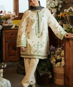 Fine needlework and resham daman patch of Mohagni SK-217 winter dhanak Pakistani ladies collection