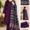 Olive Geometric Print Women Winter Fabric Unstitched Suit for Winter in Pakistan