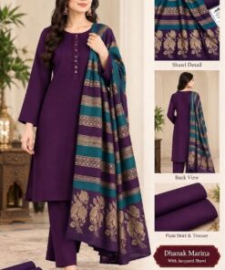 Olive Geometric Print Women Winter Fabric Unstitched Suit for Winter in Pakistan