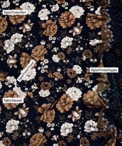 Charcoal Ethnic Print Women Khaddar 3 PC Unstitched for Winter Season in Pakistan