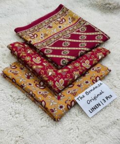 Lavender Vibrant Print Women Linen Kameez Shalwar Dupatta Set for Winter Season in Pakistan