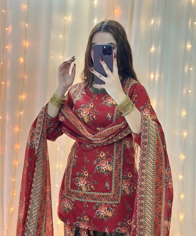 Cyan Chunri Print Women Warm Winter Fabric Unstitched Collection for Winter Season in Pakistan