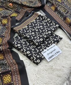 Ruby Block Print Style Women Warm Winter Fabric 3 PC Unstitched for Winter Season in Pakistan