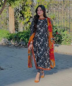 Turquoise Chunri Print Women Karandi Kameez Shalwar Dupatta Set for Winter Season in Pakistan