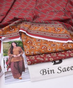 Peach Traditional Print Women Winter Fabric 3 Piece Suit for Winter in Pakistan