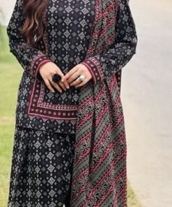 Slate Vibrant Print Women Khaddar Winter Dress for Winter Season in Pakistan