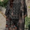 Turquoise Block Print Style Women Warm Winter Fabric Ladies Suit for Winter Season in Pakistan