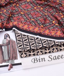 Magenta Block Print Style Women Karandi 3 PC Unstitched for Winter Season in Pakistan