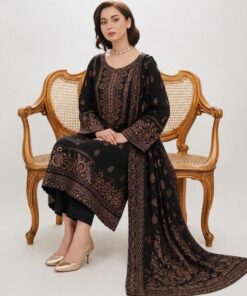 Teal Multani Style Women Karandi Unstitched Suit for Winter in Pakistan