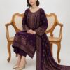 Brown Geometric Print Women Khaddar 3 Piece Suit for Winter in Pakistan