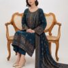 Plum Geometric Print Women Khaddar Winter Dress for Winter in Pakistan