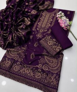 Red Traditional Print Women Winter Fabric Unstitched Suit for Winter in Pakistan