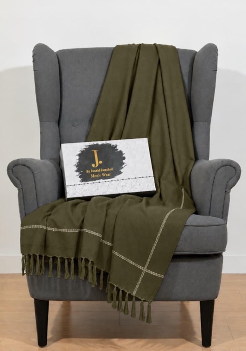 Men's traditional winter shawl with subtle border detailing