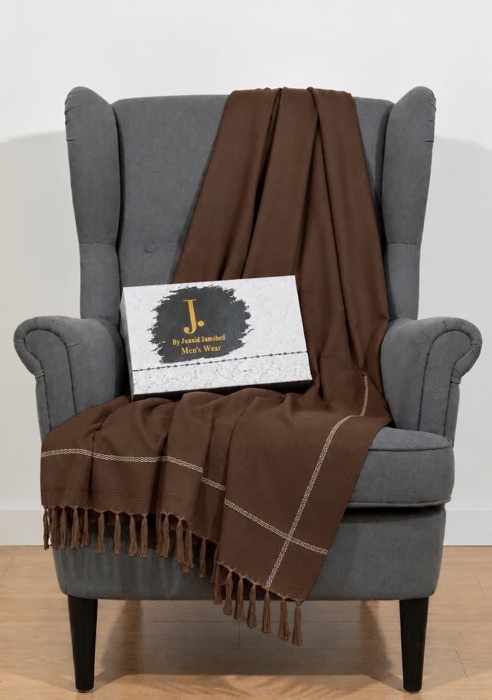 Sophisticated menswear winter shawl with intricate edges