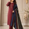 Purple Geometric Print Women Khaddar Unstitched Suit for Winter in Pakistan