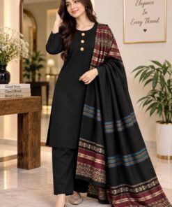 Purple Geometric Print Women Winter Fabric Winter Dress for Winter in Pakistan