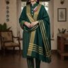 Plum Geometric Print Women Karandi Kameez Shalwar Dupatta for Winter in Pakistan