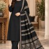 Black Multani Style Women Dhanak Unstitched Suit for Winter in Pakistan
